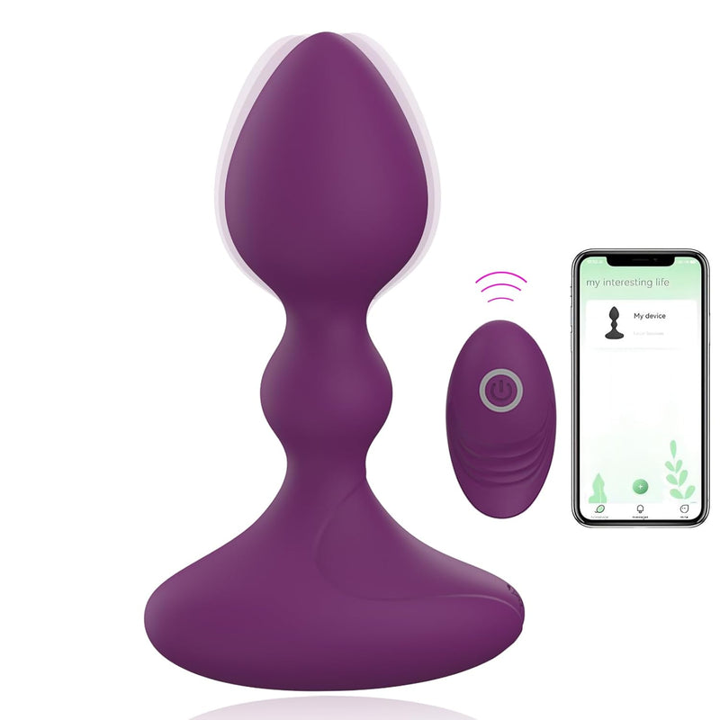 Anal Plug Vibrator Prostate Massager Male Toys Female Masturbator 10 Frequency Vibration Remote Control & App Suitable For Men, Women And Couples Adult Sex Toys &Games (Purple, Remote Control & App)