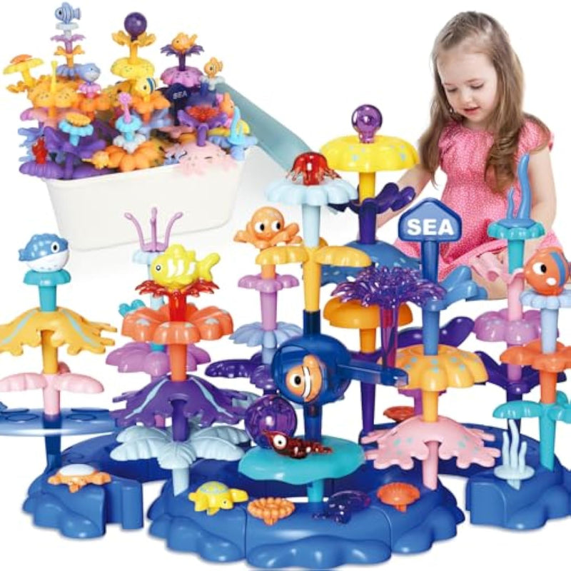 Coral Garden Flower Building Toys For For Toddlers 3-5 Year Old?Upgrade Diy Building Blocks Toys For Ages 2-4 Girls,Educational Stem Christmas Birthday Gift For Kids(76Pcs)