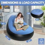 Inflatable Chair With Ottoman, Inflatable Couch For Adults With Flocked Surface, Comfortable Blow Up Air Chair, Waterproof Portable Air Sofa Inflatable Couch For Camping(Blue) (Without Pump)