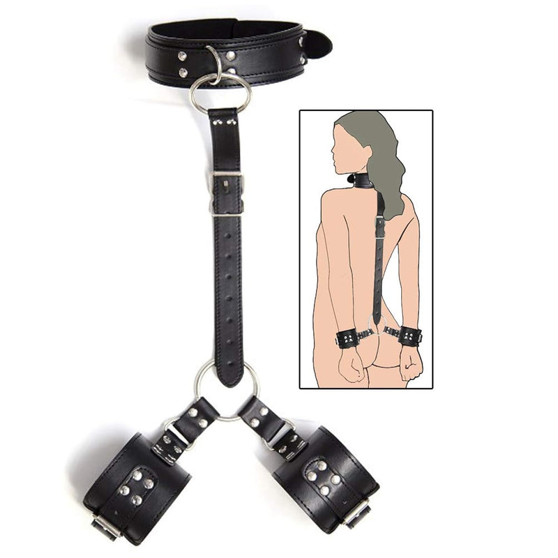 Neck To Wrist Restrints Bondage Kit, Sexy Beginner Sm Game Harness Toys Collar Handcuffs Adult Bdsm Play
