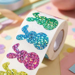 500 Pcs Sparkly Easter Bunny Stickers, 5 Colors, Waterproof Self-Adhesive Rabbit Decals
