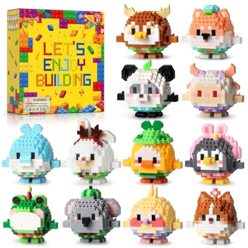 12Pack Animals Party Favors Building Set, 2491Pcs Cute Animals Building Blocks For Goodie Bag Stuffers Classroom Prizes, Party Favors Birthday Gift For Kids Boys Girls Student 8+