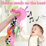 Baby Toys Musical Caterpillar,Infant Toys Stuffed Animals With Ruler Design,Mirror,Pull String&Ring Bell,Baby Teething Toys For Tummy Time Toy Newborn Gifts 3 6 12 Months(Pink,Leafy Limb)
