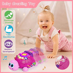Baby Musical Turtle Crawling Girl Toys For 6-18 Months?Infant Early Learning Educational Toy?Baby Girl Gift Essentials For Newborn 7 8 9 11+ Months 1-2 Year Old(Pink)