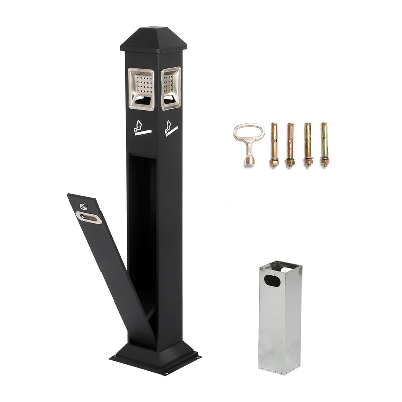 Metal Vertical Trash Bin Outdoor Trash Cans Holder Waste Containers 1.2M Ash Bin