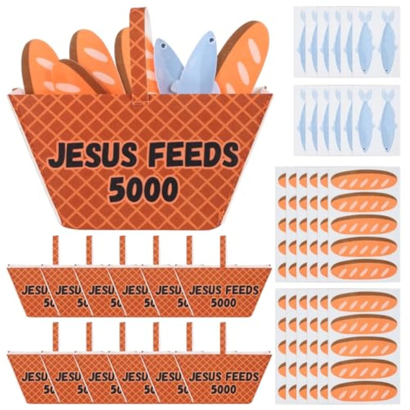 12 Sets Jesus Feeds 5000 Felt Bible Craft Kit for Sunday School & VBS