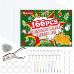 171 Pcs Christmas Shrink Plastic Art Kit for Kids, DIY Keychains & Crafts