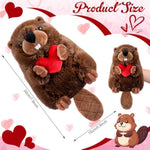 Valentines Beaver Stuffed Animal 8 Inch Cute Brown Beaver Plush Gift With Holding Red Heart Stuff Valentine'S Day Wedding Gifts For Her Girlfriend Boyfriend Couple Women Men Gift