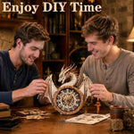 3D Wooden Dragon Wall Clock Puzzle Kit for Adults, DIY Home Decor Craft