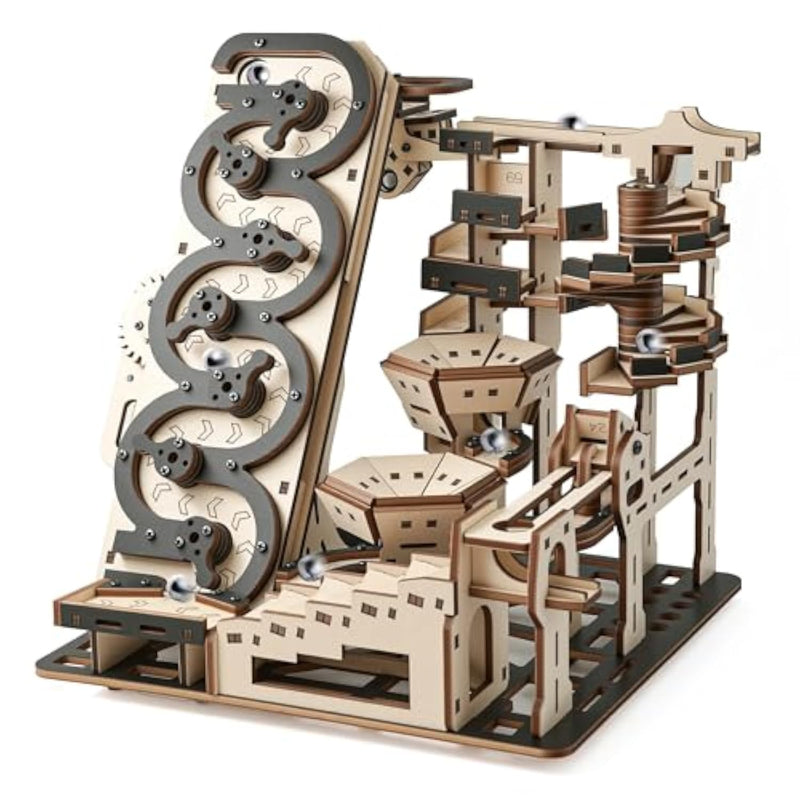 3D Wooden Puzzle for Adults, Electric Rolling Ball Maze & Mechanical Building Kit