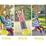 Disc Swing For Kids, Swing Set Accessories, 7Ft Height Adjustable Gym Monkey Bars, Hanging Tree Seat For Backyard, Outdoor Play Equipment (Yellow)