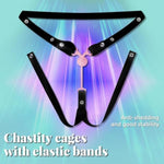 Lightweight Nylon Chastity Cage Lock With Adjustable Elastic Auxiliary Belt Inverted Chastity Clip Sex Toys & Games For Men, Gay Penis Exercise (Clear,Large)