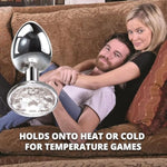 Large Gem Solid Metal Anal Plug With Safety Base, 3.73", Clear