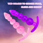 2Pcs Jelly Crystal Anal Plug Five Beads Anal Butt Plug Set With Anchor Base