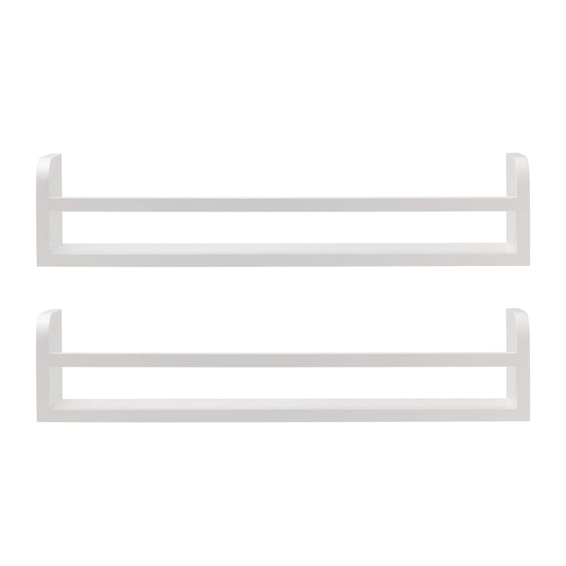 Floating Arc Wall Shelves With Rail For Nursery, Bedroom, Living Room, Kitchen