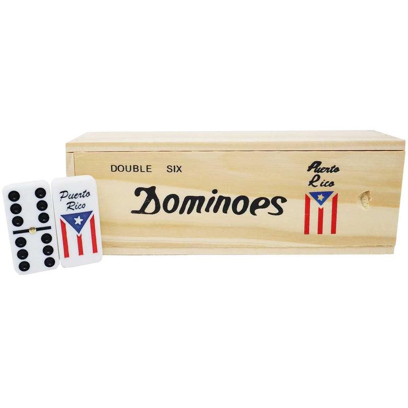 Dominoes Double 6 Tiles In Wooden Box.Puerto Rico Double 6 Domino Tiles With S