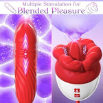 Rose Toy Vibrator Sex Toys For Women - Big Mouth Tongue Licking Vibrators For Clitoral Nipple Pleasure, Thrusting Dildo For G Spot Anal Stimulation, Sexy Lips Adult Toys For Female Couples
