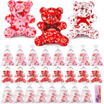 24 Pcs Valentines Day Plush Bear With Gift Bag Mini Stuffed Bears With Heart Pattern Mini Stuffed Animal For Valentine'S Day Gifts Birthday School Graduation Party Favor, 4 Inch, Red Pink White