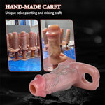 Penis Sleeve Enlarger With Knot, Thick Cock Sheath Realistic Silicone Penis Extension Girth Extender With Cock Ring Enhance Erection Cock Enlargement For Adult Sex Play