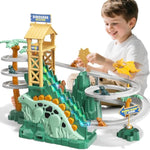 Dinosaur Climbing Slide Stair Toy For Toddlers Aged 3 4 5 6 7 8 - Racing Track Game Set, Sliding Car Toy, Dinosaur Themed With Light And Music, Birthday Dinosaur Gifts For Boys Girls Kids