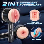 3 In 1 Vibrating Male Masturbator Pocket Pussy Sex Toys, 10 Powerful Vibrating Modes 3D Lifelike Textured Vagina, Textured Tight Anus & Real Pussy Adult Toys For Men, Dual Open-Ended Penis Massager