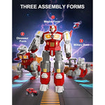 Transforming Toys - Dinosaur Robot Action Figures - Magnetic Assembling Robot Toys For Kids All-In-One Design Transforming Animals, Robots, Military Base Including Battle Guns, Cars, Airplane Models