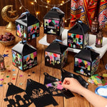 24 Set Eid Mubarak Suncatcher Craft Kit, DIY Ramadan Lantern Decorations for Kids