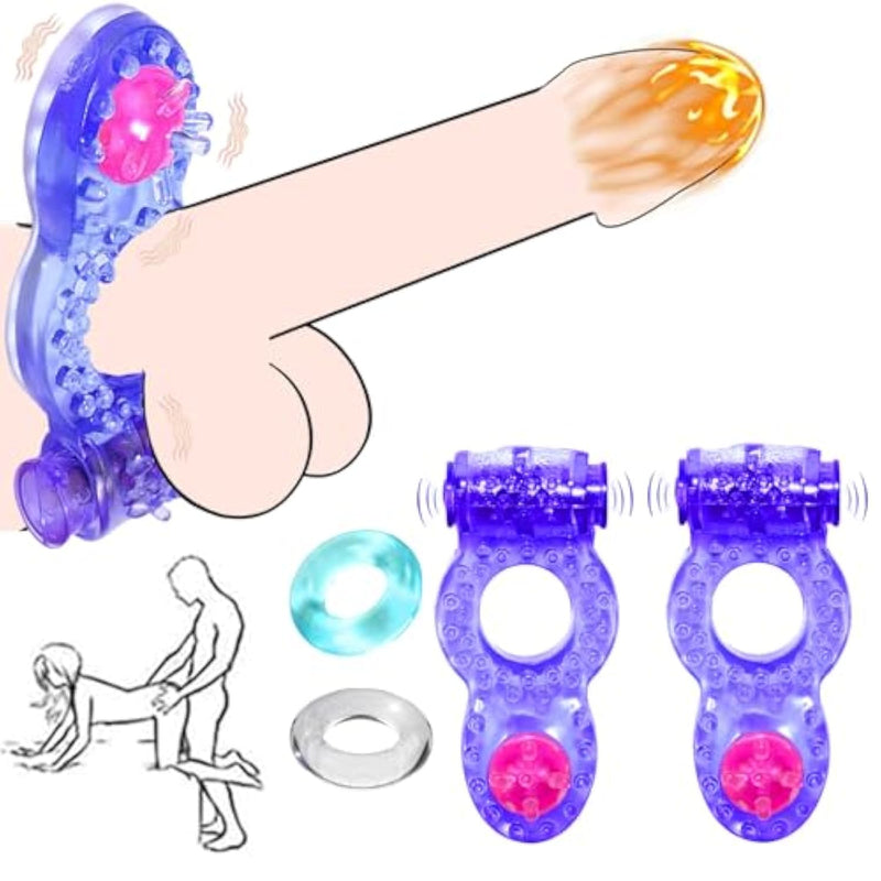 Vibrating Cock Ring Penis Ring Vibrator Couples Adult Sex Toys &Games With Clitoral Stimulator Cock Rings Clitoris Vibrators For Longer Harder Stronger(Transparent&Blue)