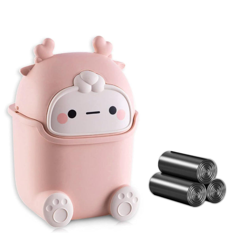 Cute Desktop Trash Can With 90 Trash Bags, Mini Creative Trash Can With Flip Lid