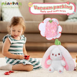 Easter Bunny Stuffed Animal, Carrot And Strawberry Bunny Plush Turn Into Rabbit Fruit Doll, Plushies Funny Bunny Toy For Baby (Strawberry Rabbit, 10Inch)