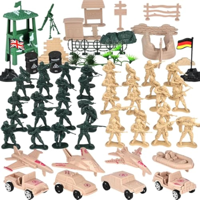 120Pcs Army Men Military Set, Military Soldier Playset Army Men Action Figures, With Vehicles Aircrafts Assault Boats, Christmas Stocking Stuffers For Kids Boys Ages 3+