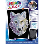 Winter Snow Wolf Sequin Art Kit for Kids & Adults Ages 8+, DIY Wall Picture