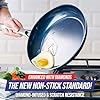 Frying Pan 8” Skillet, Diamond Infused Healthy Ceramic Nonstick, PFAS and PFOA-Free, Dishwasher and Oven Safe, Even Heating, Metal Utensil Safe, Warp Control Base, Blue