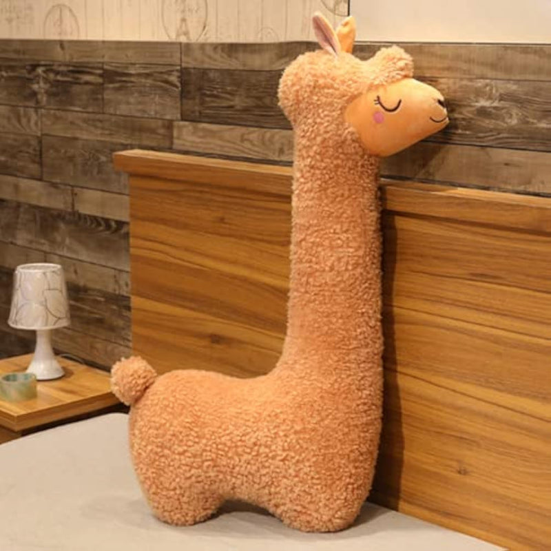 29.5" Giant Alpaca Plush Pillow Llama Stuffed Animal Toys,Soft Fluffy Llama Plush Long Body Pillow,Home Decor,Gift For Kids Adults. (Brown)