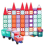 Magnetic Tiles Building Blocks With 2 Cars, 100Pcs Building Blocks Set, Preschool Children Educational Construction Toys, Stem Learning And Playing Toys, Magnet Tiles For Kids Ages Over 36 Months