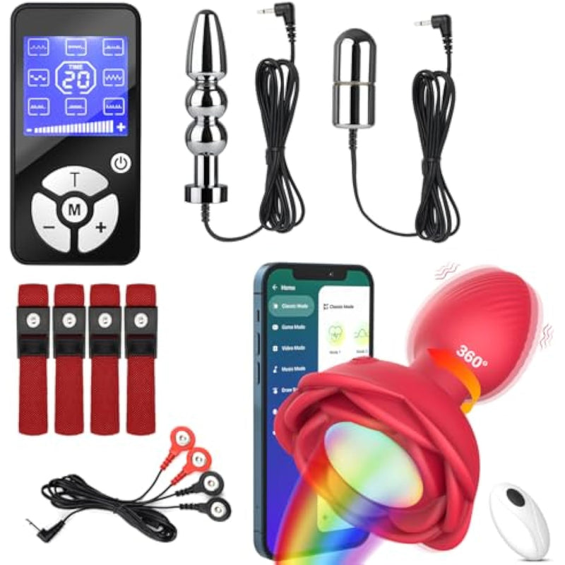 Electric 25-26Mm Anal Plugs Adult Sex Toys And Penis Rings, 360° Rotation Anal Butt Plug Vibrating With 10 Vibrating App Remote Control Fashion Light