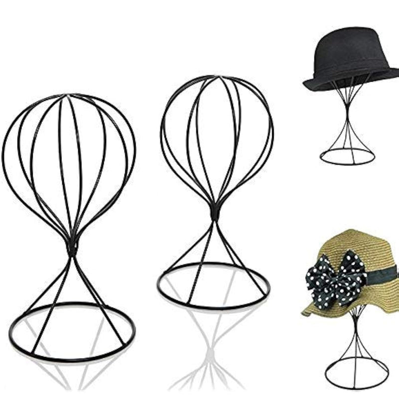 2 Pieces Modern Metal Hat Stands Durable Stable Metal Hat Cap Rack Wigs Holder,
