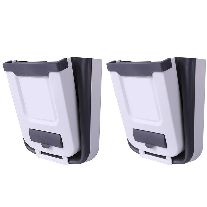 Hanging Folding Trash Can, 2 Pcs Wall Mounted Kitchen 10L Gallon Plastic Folding