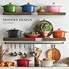 Enameled Cast Iron Dutch Oven - 5.5QT Pot with Lid Cookbook & Cotton Potholders - Heavy-Duty Cookware for Braising, Stews, Roasting, Bread Baking red