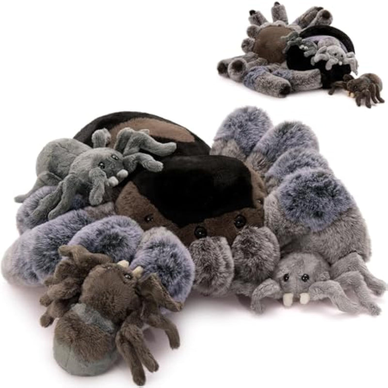 4Pcs Large Spider Plush, 16Inch Mommy Spider Stuffed Animals With 3 Babies, Realistic Plush Toys, Soft Cuddly For Kids Boys Girls