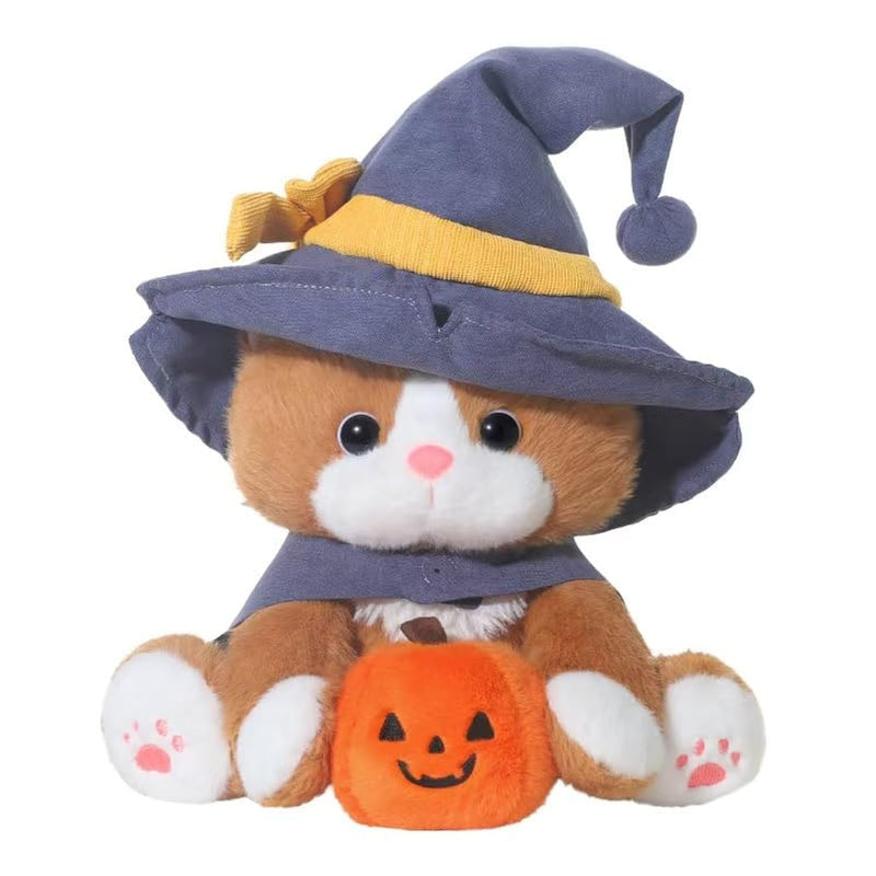 Wizard Cat Plush Toy –10" Halloween Cat Stuffed Animal With Hat And Cape, Plushie For Kids, Gifts, Home Or Party Decorations.