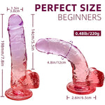 Realistic Dildo Clear Silicone 7.8" Purple-Red Gradient Dildo With Strong Suction Cup For Women Hand Free Play Flexible Soft Penis Dong, Adult Sex G-Spot Dildos Toys For Vaginal And Anal Stimulation