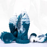 Soft Fantasy Dildo, Abstract Art, Blue And White Gradient Scale Design, Silicone Toy That Stimulates The G-Spot, Suitable For Women And Couples.