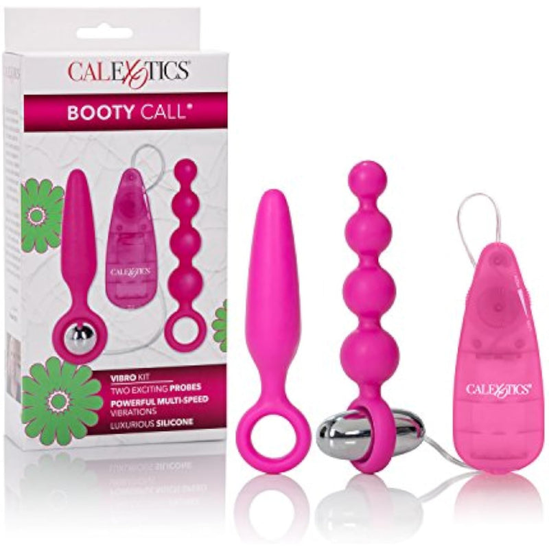 Calexotics Booty Call Vibro Kit - Vibrating Bullet Anal Pleasure Beads - Vibe Egg Anal Probe Adult Sex Toy - Pink