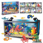 8 In 1 Fish Tank Building Sets, Marine Aquarium Building Toy With Led Light Animal Miniature Landscape Including Octopus Crab, Christmas Birthday Gifts For Adults Boys Girls Kids Ages 6 8 10 12+