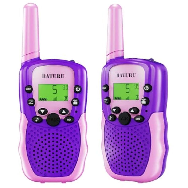 Walkie Talkies For Kids 2 Pack Purple, Girls Toys Age 6-8 8-10 Birthday Gifts, Indoor Play, Outdoor Camping & Hiking, Toddler Walkie Talkies Age 3-5, Easy To Use, 22 Channels, 3 Miles Range