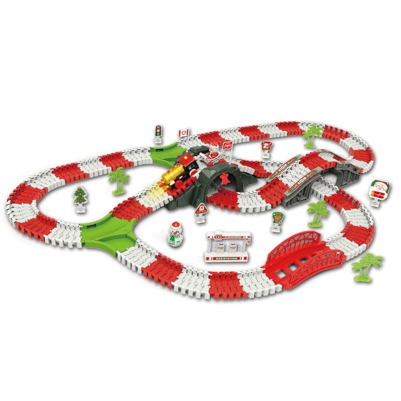 Christmas Race Tracks For Kids Toys, 262 Pcs Christmas Trains Road Race Tracks, Flexible Track Playset, 2Pcs Holiday Car For 3 4 5 6 Year Old Boys Girls Birthday Party Favor Gift