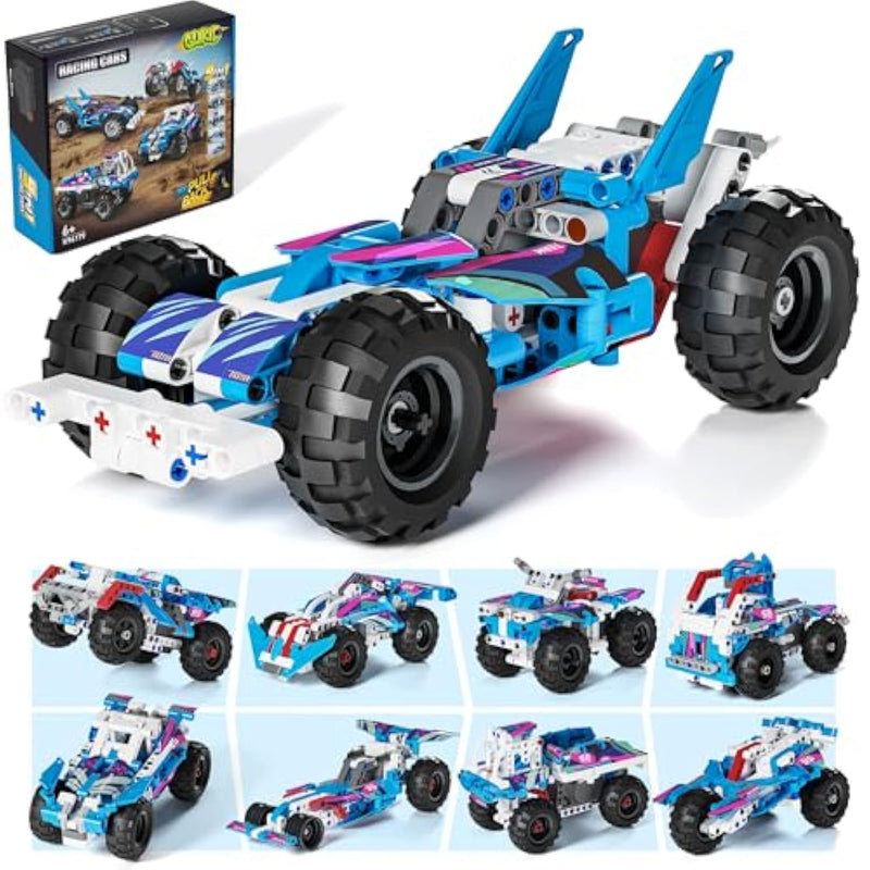 Technic 9 In 1 Pull-Back Car Building Set - Off-Road Race Vehicle Models For Boys And Girls, Stem Engineering Toy For Kids Ages 8 And Up | Ideal Gift For Birthdays