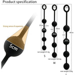 Black Pull Bead Anal Plug Extra-Long Large Size Backyard Pull Bead Anal Masturbator Toy Adult Sex Toy(L)