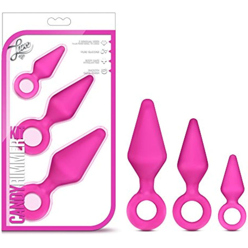 Candy Rimmer - Platinum Cured Puria Silicone Anal Plug Beginner Training Kit - 3 Sizes - Ultrasilk Smooth Butt Plugs - Anal Play Sex Toy For Couples - Pink